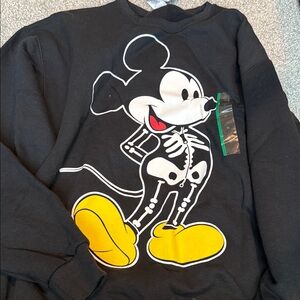 Disney Black and Yellow Mickey Mouse Skeleton Crewneck Sweater